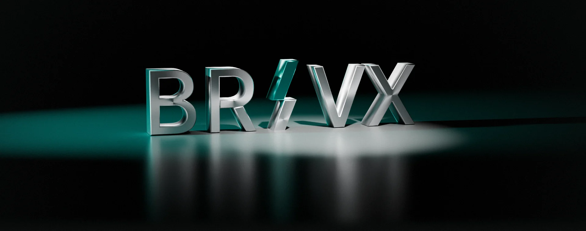 Логотип BRVX в виде скульптуры из матовой стали на городской площади